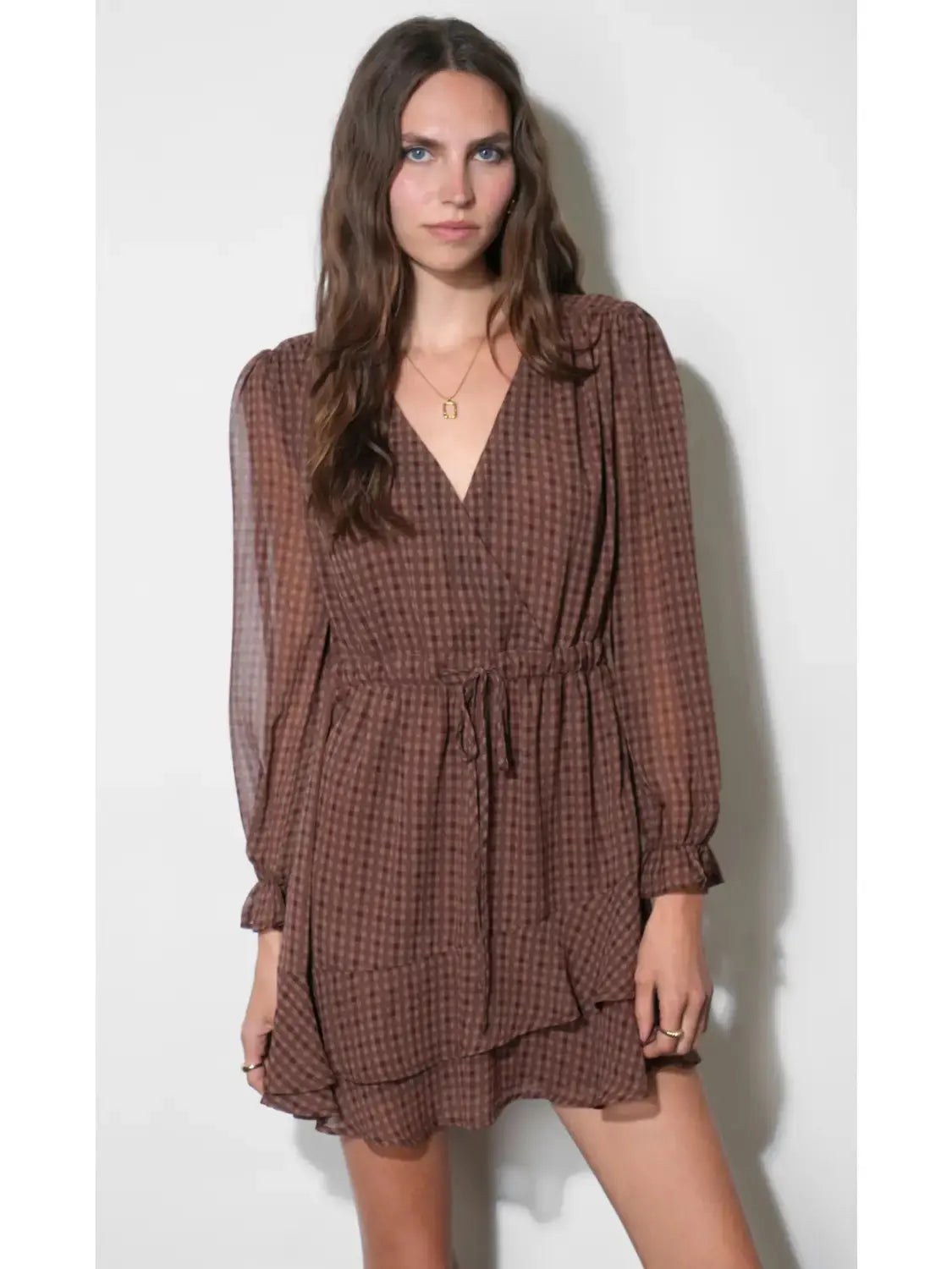 Greylin Polly checked mini dress with a classic check pattern and short silhouette