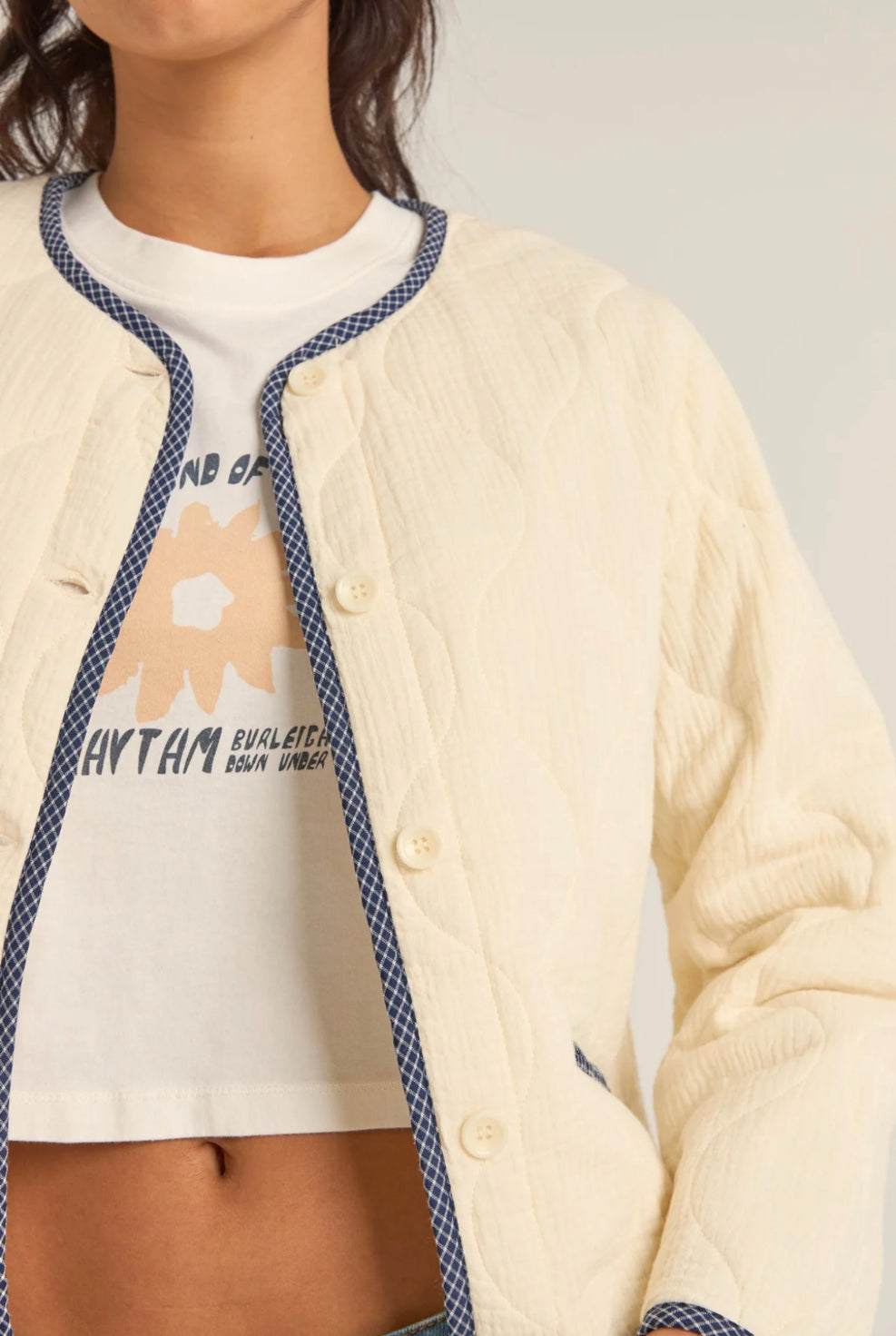 Check Quilted Jacket - Sprig Beauty Co