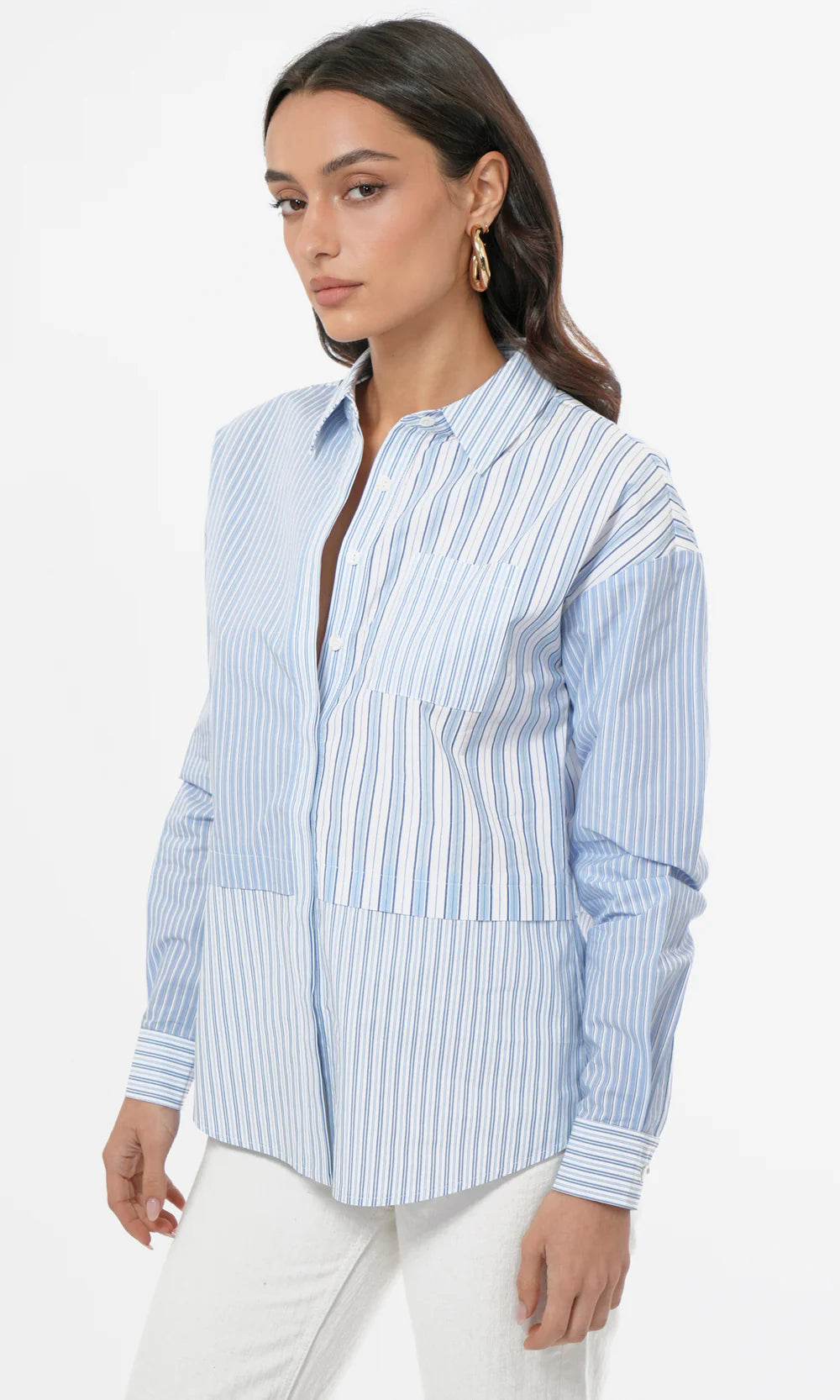 Daria Mix Stripe Oversized Shirt - Sprig Beauty Co