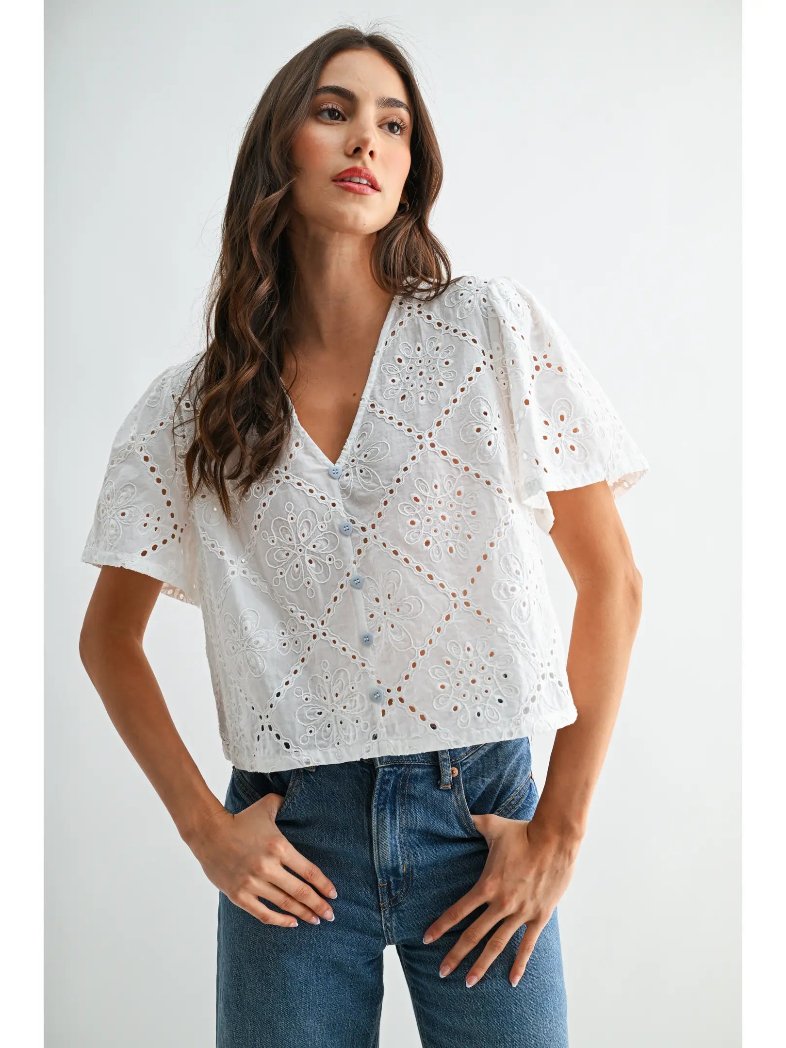 Grace eyelet Button-Up Cameilla