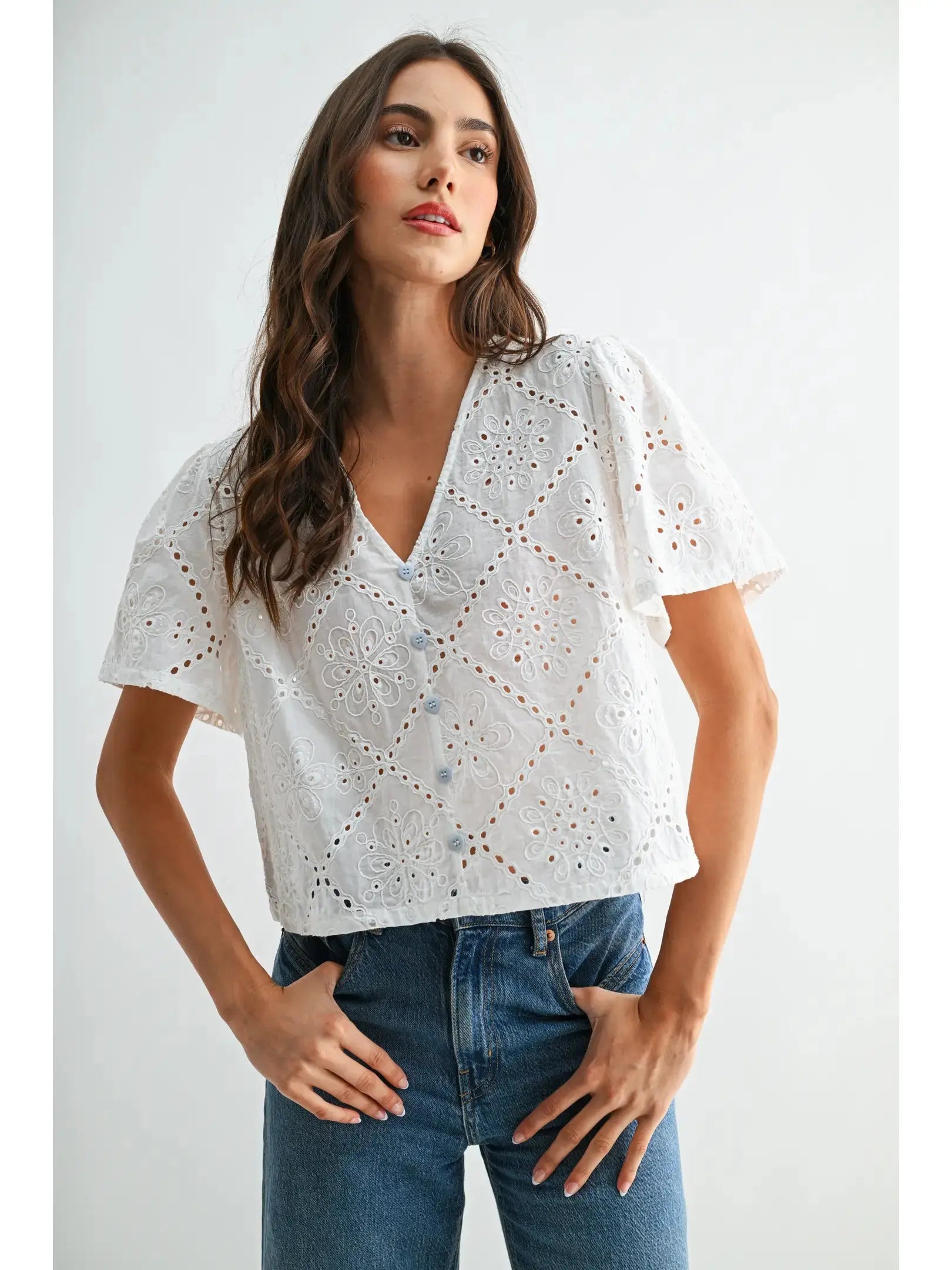 Grace eyelet Button-Up Cameilla