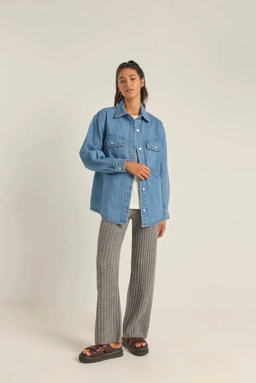 Oversized Denim Shacket - Sprig Beauty Co