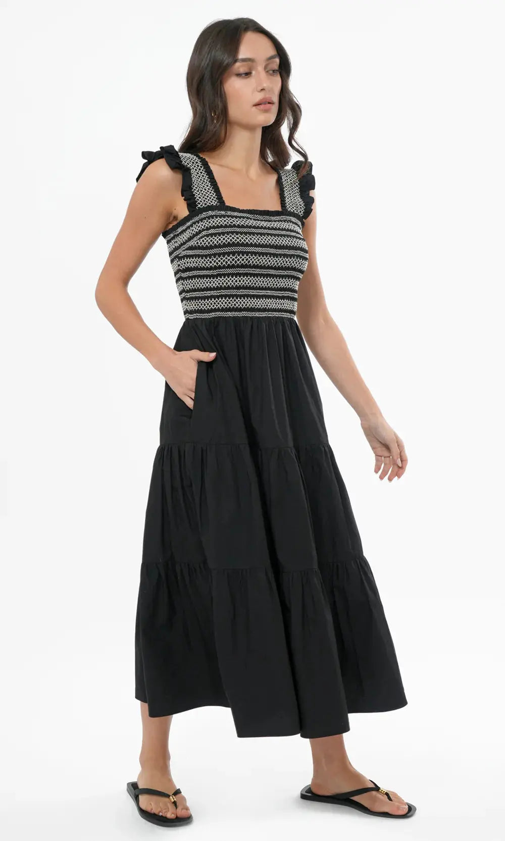 Felicia Multi Stitch Midi Dress - Sprig Beauty Co