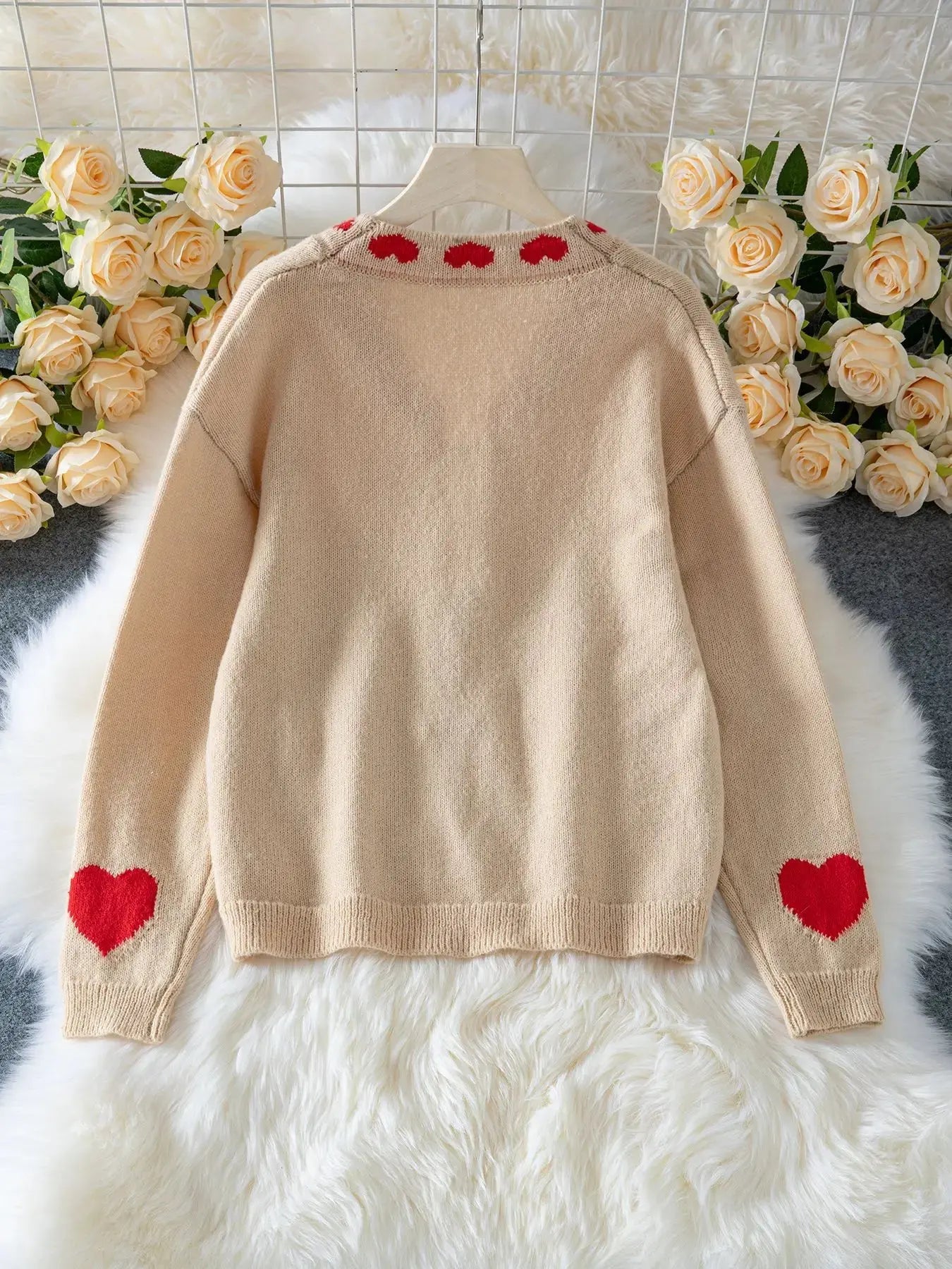 Honey Love Red Heart Tie Front Sweater - Sprig Beauty Co