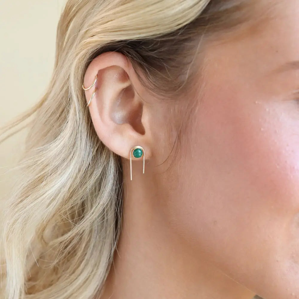 Arc studs with Malachite - Sprig Beauty Co