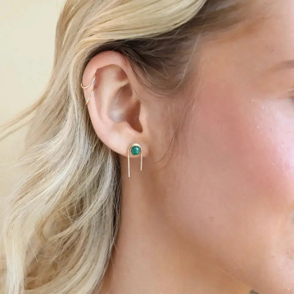 Arc studs with Malachite - Sprig Beauty Co