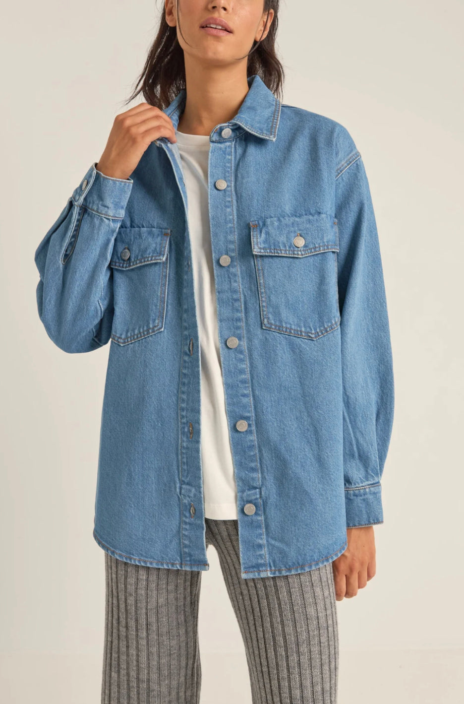 Oversized Denim Shacket - Sprig Beauty Co