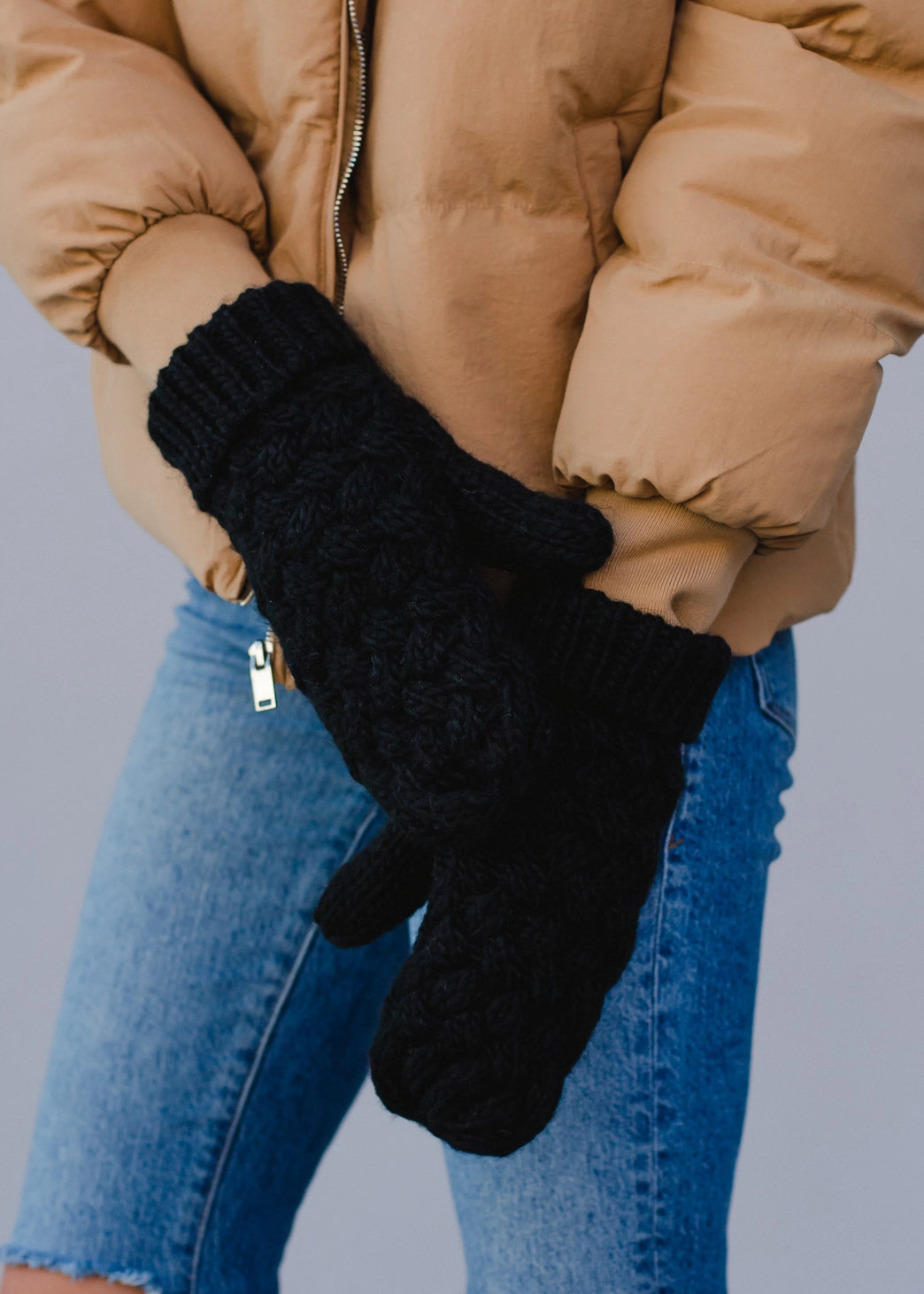 Black Knit Mittens - Sprig Beauty Co