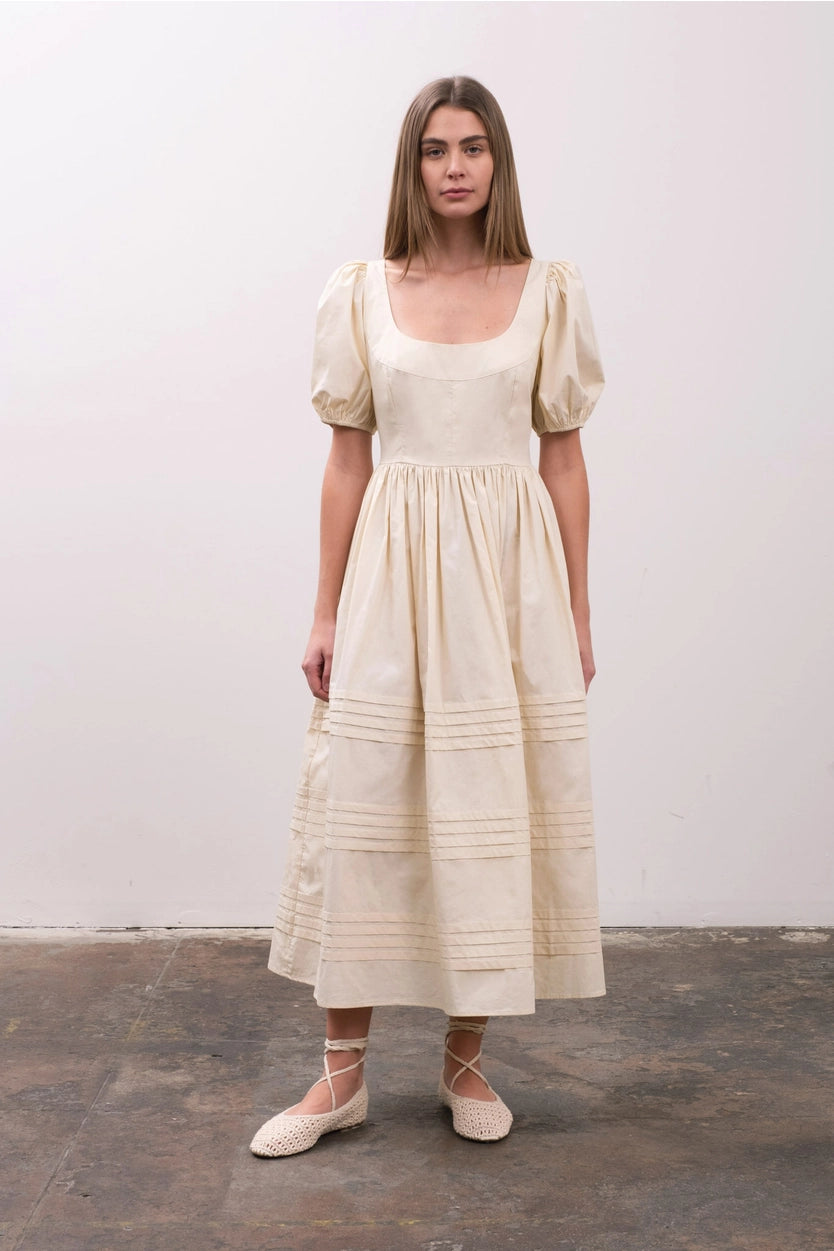Puff Sleeve Midi Dress - Sprig Beauty Co