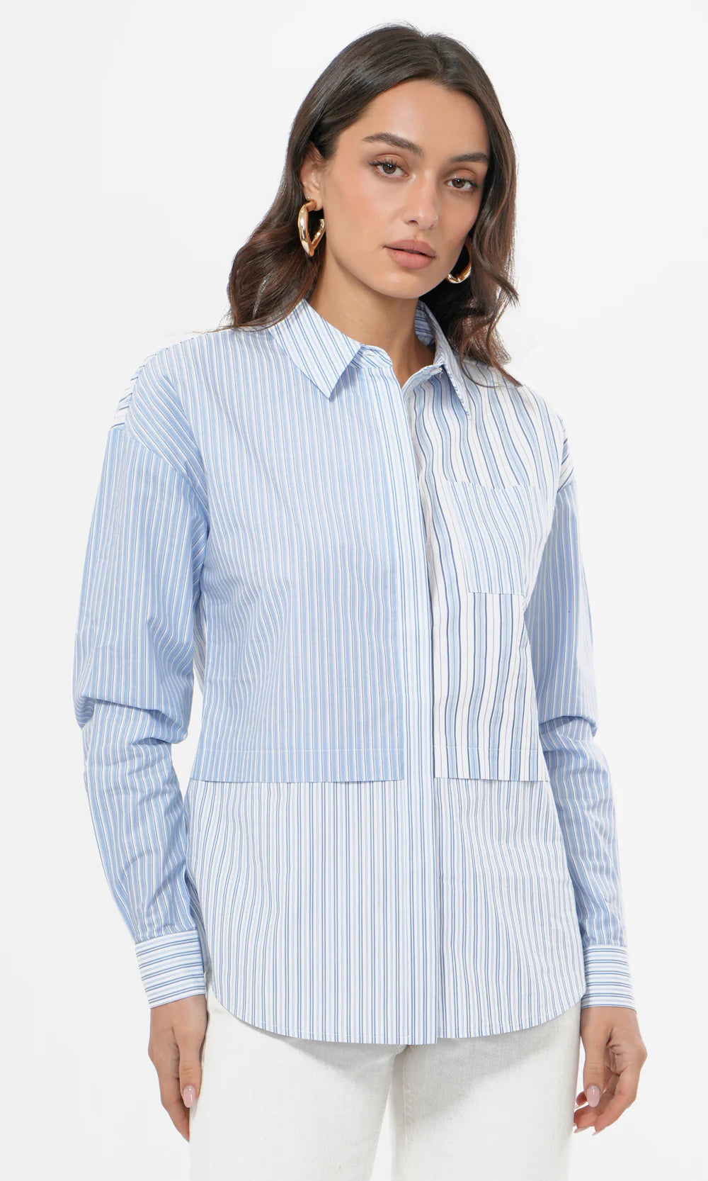 Daria Mix Stripe Oversized Shirt - Sprig Beauty Co