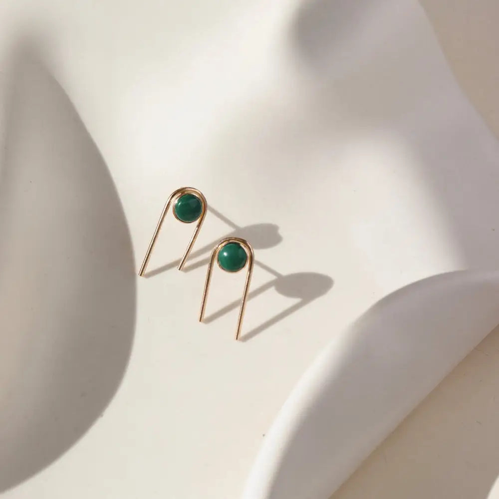 Arc studs with Malachite - Sprig Beauty Co