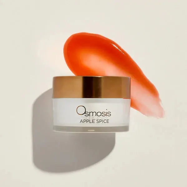 Osmosis Apple Spice Warming Enzyme Mask in a jar, featuring a rich, textured mask with apple and spice ingredients for facial skincare.