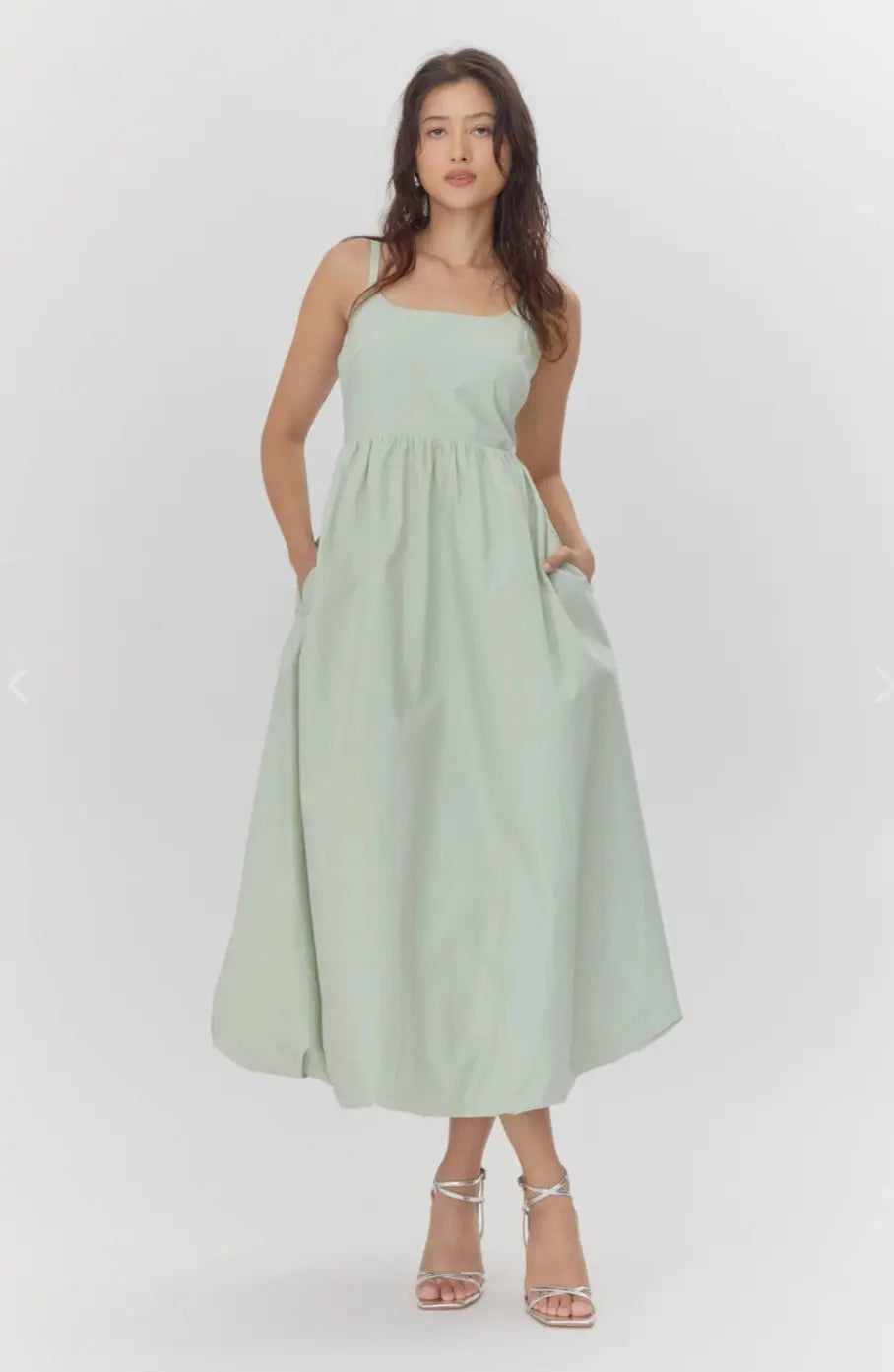 Celina Balloon Hem Midi Dress - Sprig Beauty Co
