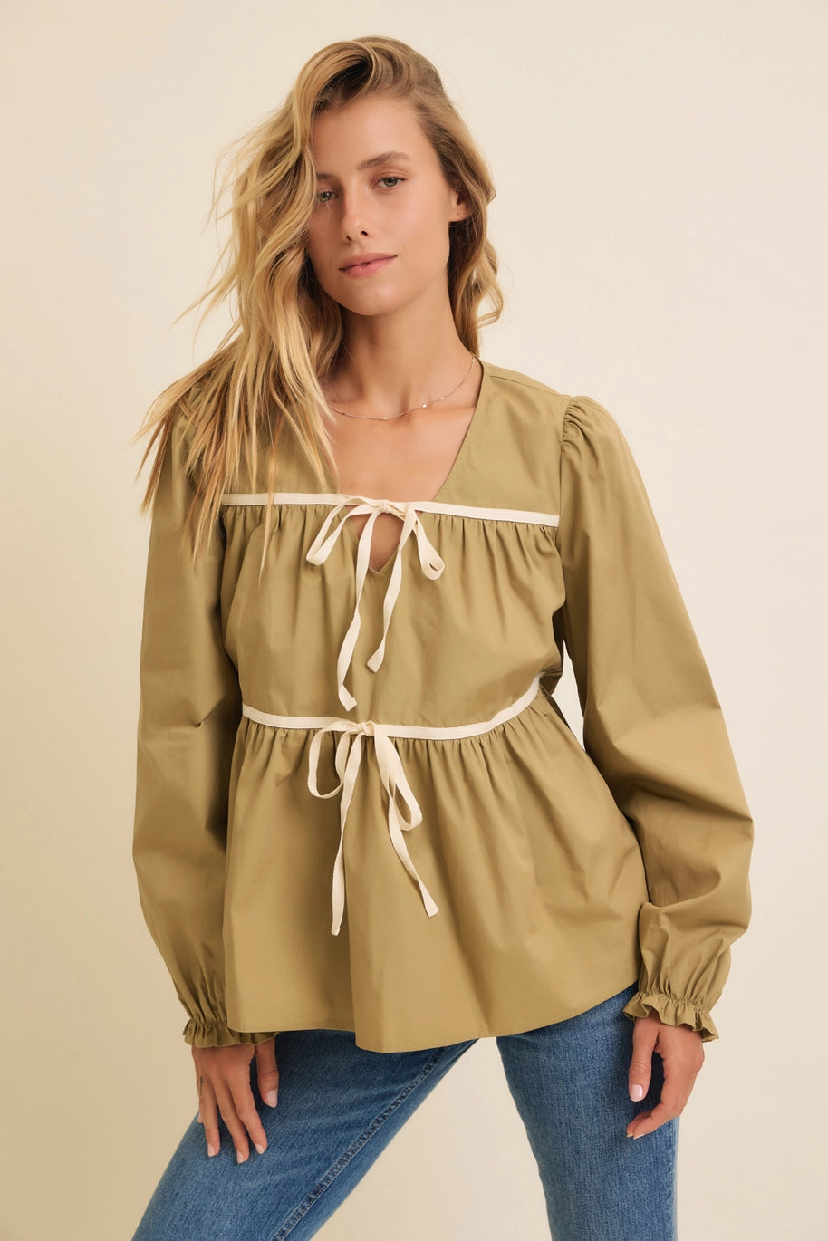 Olivia Front Tie Blouse - Sprig Beauty Co