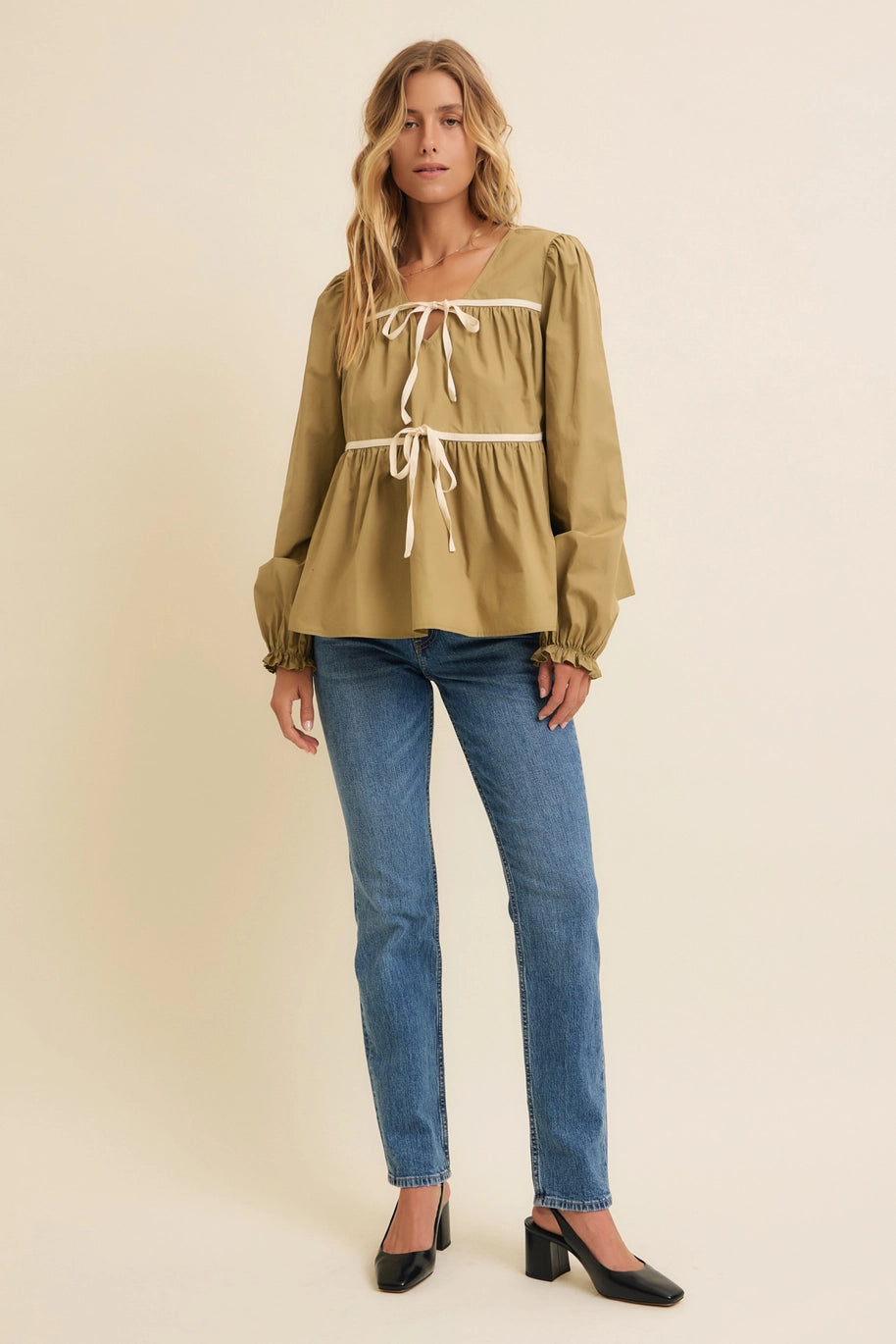 Olivia Front Tie Blouse - Sprig Beauty Co
