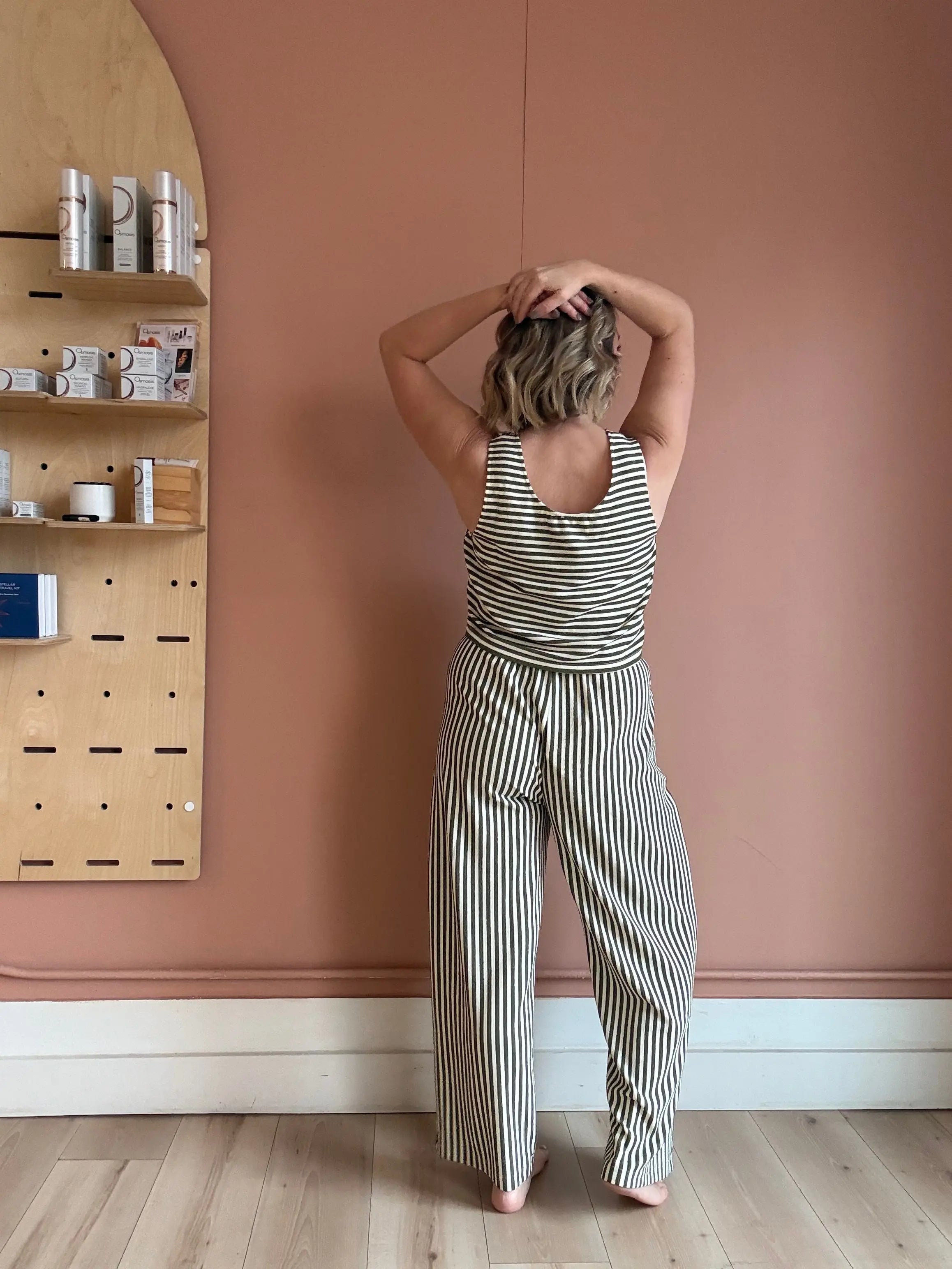Flynn Pant | Basil Stripe - Sprig Beauty Co
