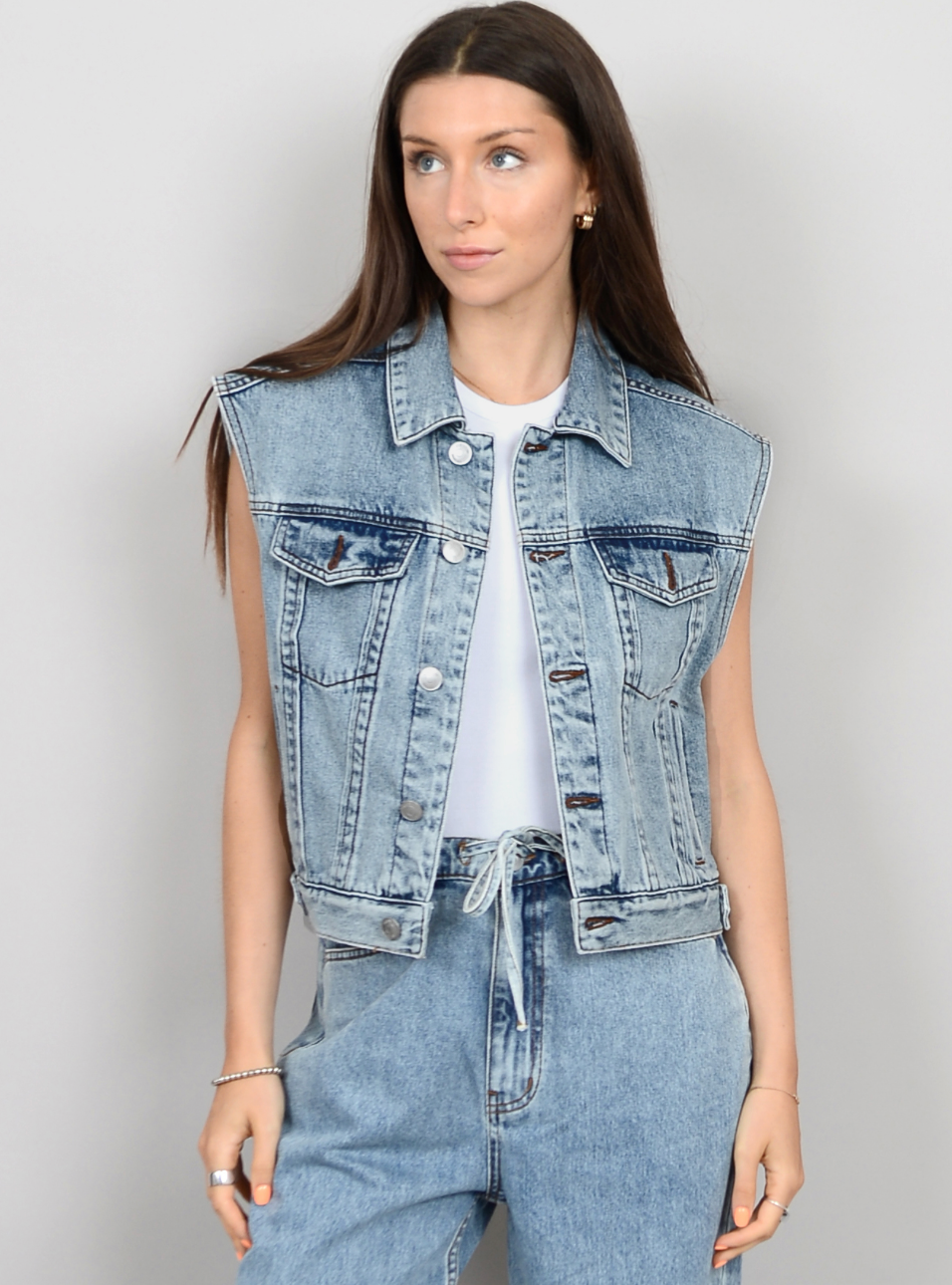 Lane Denim Vest - Sprig Beauty Co