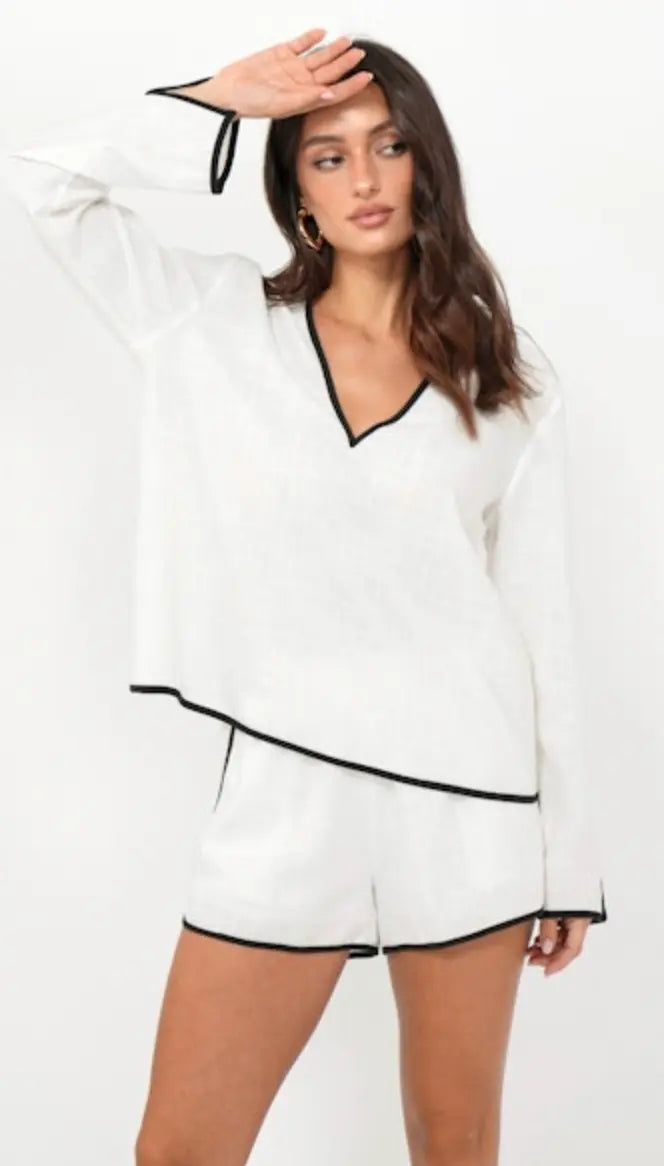 Beverley Linen Top - Sprig Beauty Co