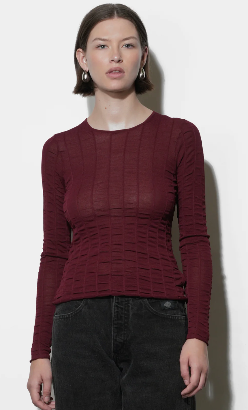 Freya Sheer Textured Mesh Long Sleeve Top - Sprig Beauty Co