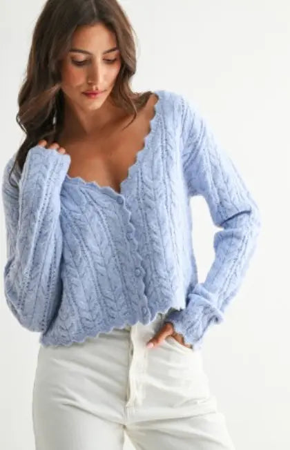 The Bluebell Scalloped Cardigan - Sprig Beauty Co
