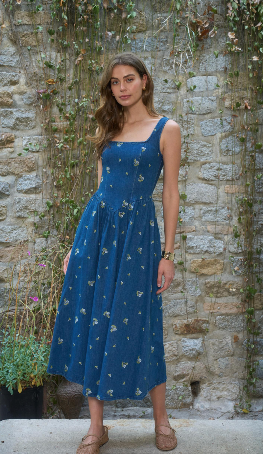 Meadowline Denim Midi Dress Moonriver
