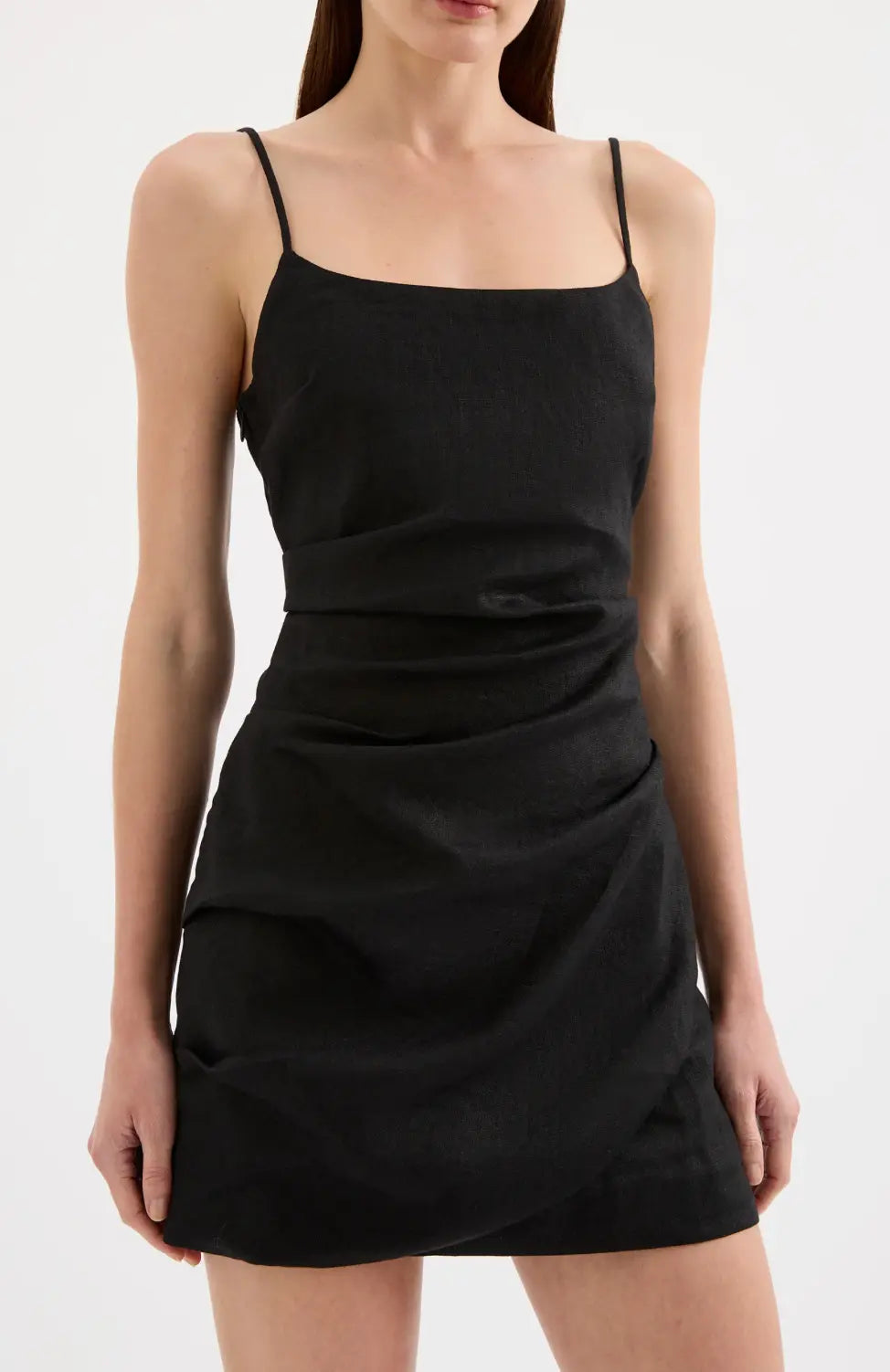 Rani 100% Linen Mini Dress Nude Lucy
