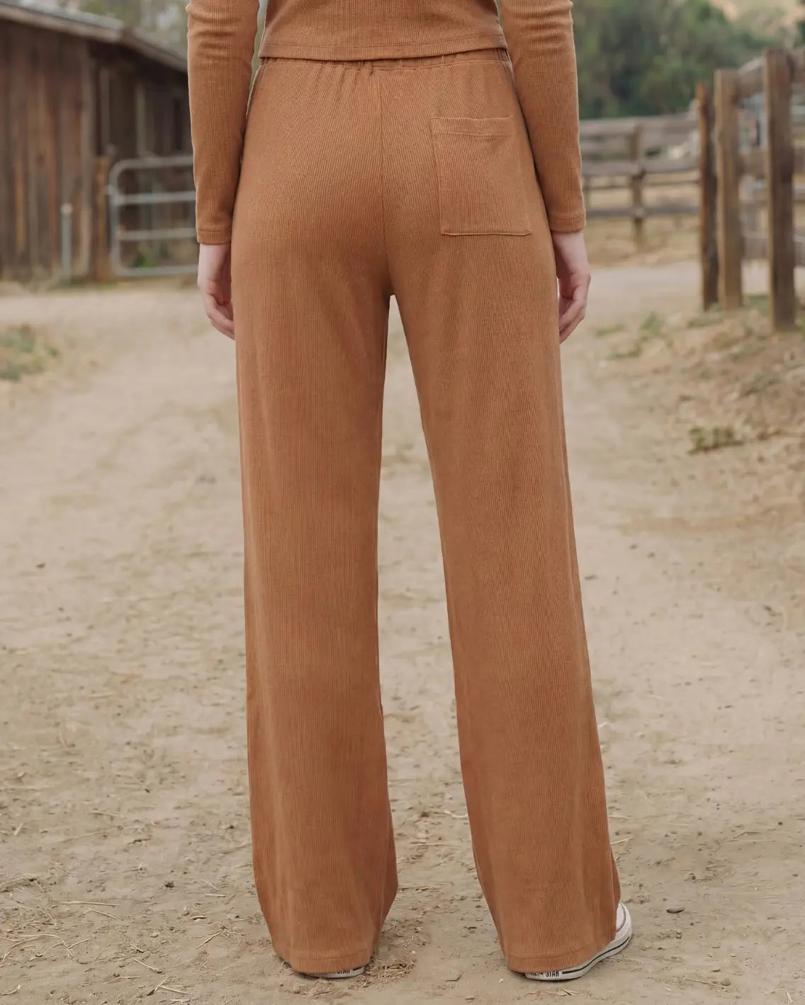 Sundry Mesa Rib Wide-Leg Pants