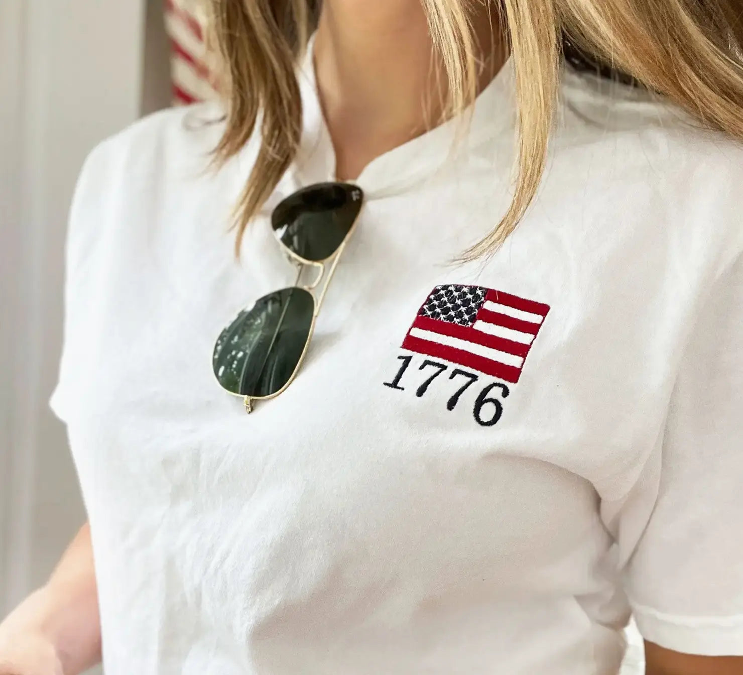 1776 Embroidered Flag Tee Sprig Beauty Co