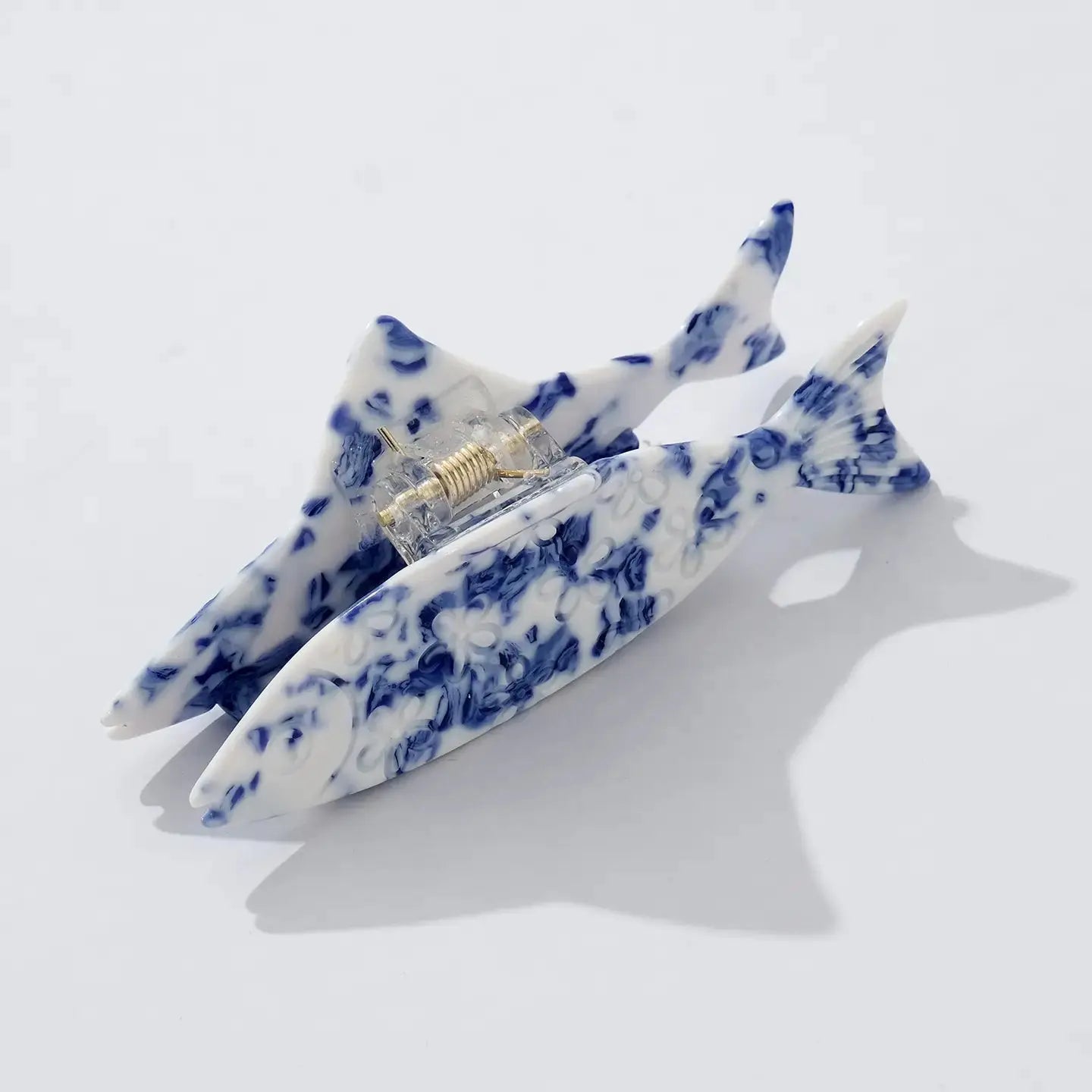 Coastal Blue Floral Fish Claw Clip Adorro