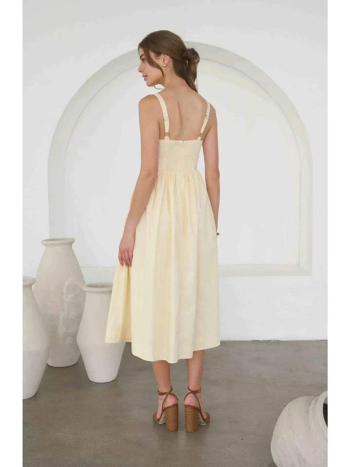 Wren Pintuck Midi Dress Moonriver