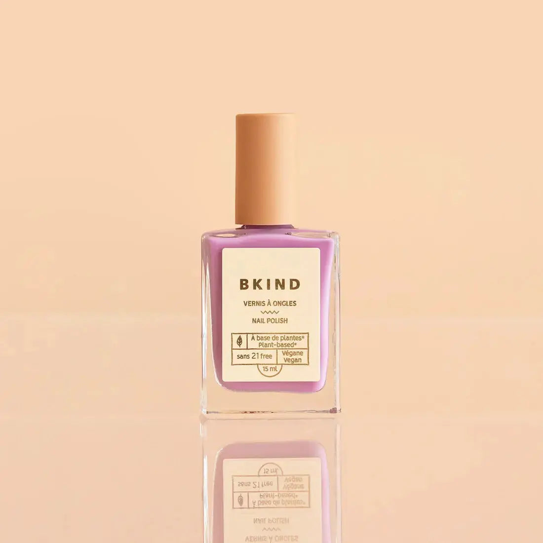 Bkind Floatie nail polish bottle with colorful label, showcasing the natural, eco-friendly nail polish product by BKIND.