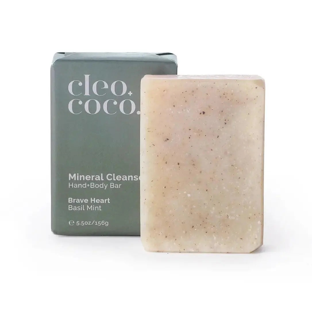 Cleo + Coco Mineral Cleanse Hand and Body Bar soap, natural bar soap with mineral ingredients, suitable for nourishing skin.
