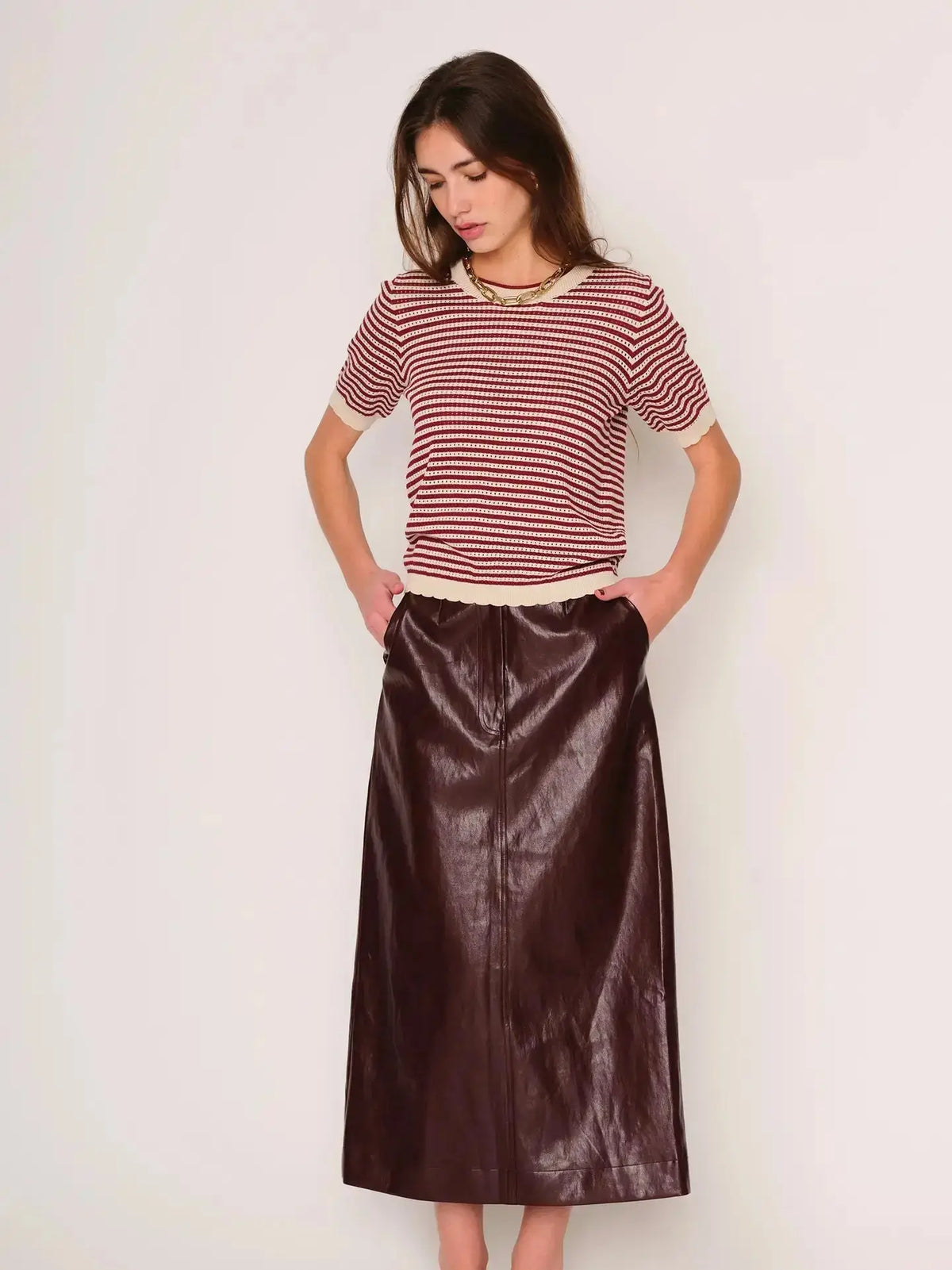 dRA Los Angeles Elsie Skirt in extra small, stylish apparel with a flowy design and vibrant pattern, displayed on a hanger.