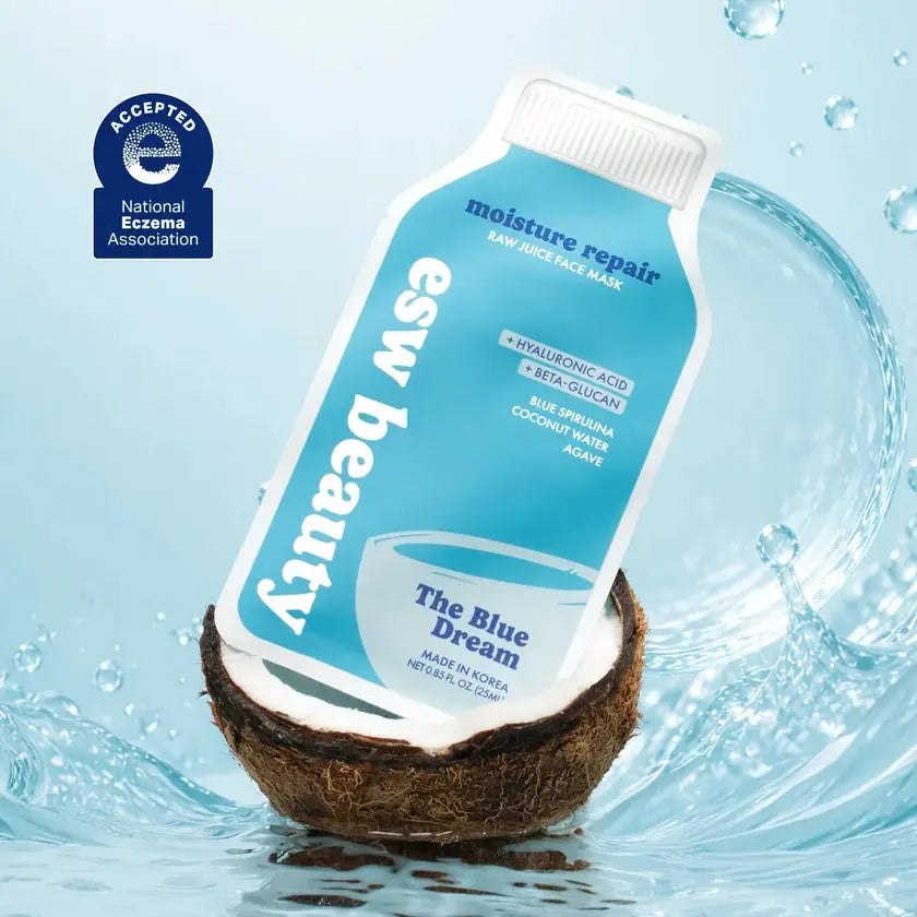 Blue Dream Moisture Repair Sheet Mask from ESW Beauty, a skincare apparel product designed for deep hydration and skin repair.
