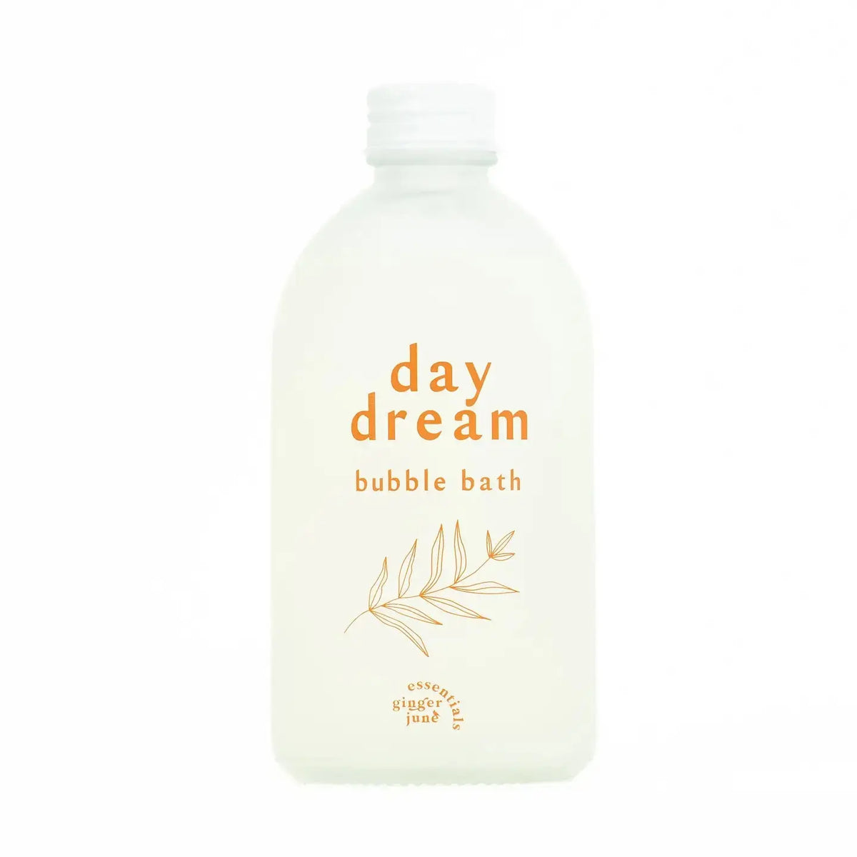 Ginger June Day Dream Clean Bubble Bath in a white bottle with a minimalist label, perfect for relaxing bath time.