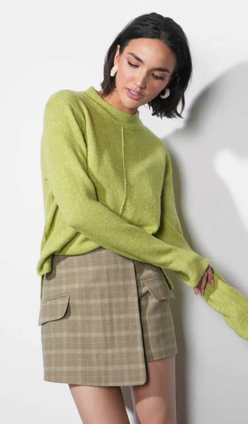 Greylin Aria Plaid Wrap Skort in extra small size, featuring a stylish plaid pattern and wrap design, perfect for casual wear.