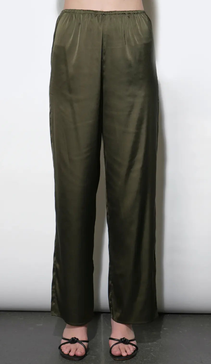 Greylin Fiona wide leg satin pant in extra small, featuring a smooth, flowing fabric and relaxed fit for stylish, comfortable wear.