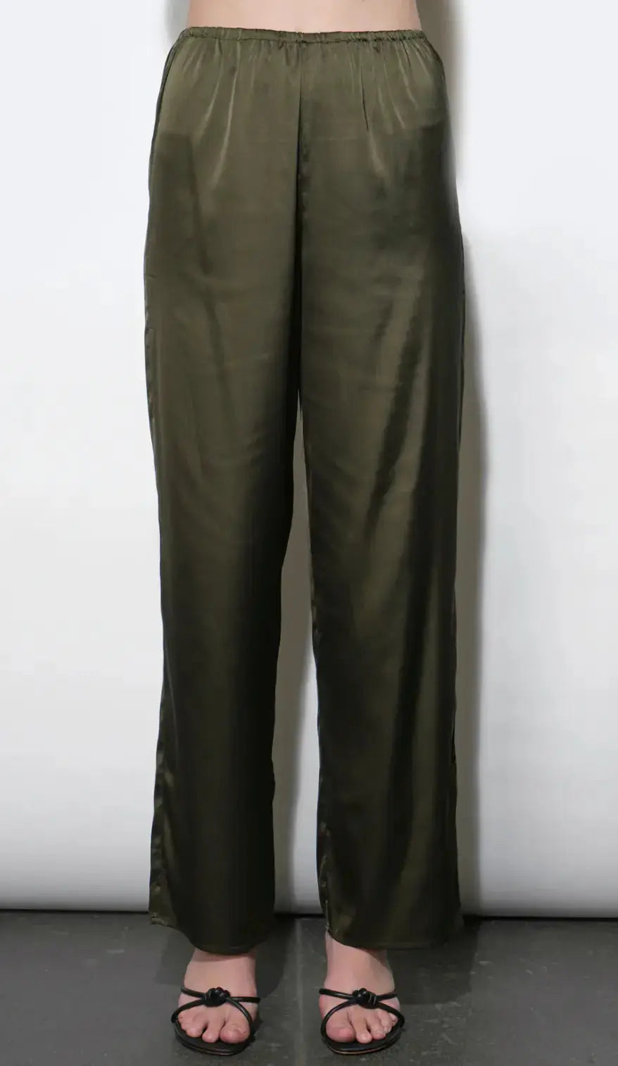 Greylin Fiona wide leg satin pant in extra small, featuring a smooth, flowing fabric and relaxed fit for stylish, comfortable wear.