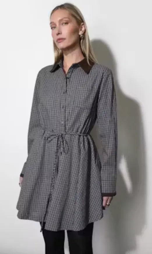 Greylin Kylie Fall Shirt Dress in a casual silhouette with long sleeves, button front, and fall-inspired colors.