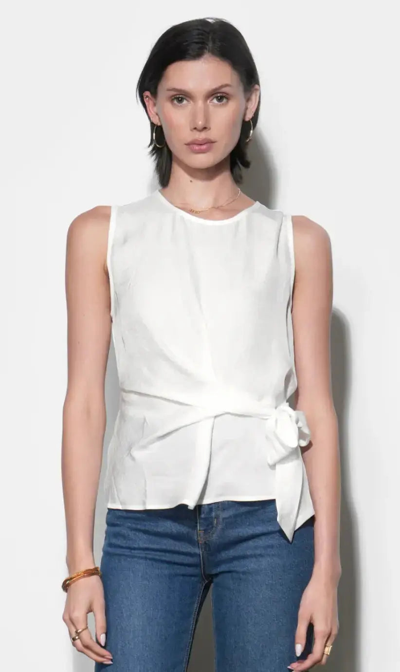 Greylin Lola side tie blouse in light fabric, featuring a relaxed fit and stylish side tie detail, perfect for casual or dressy wear.