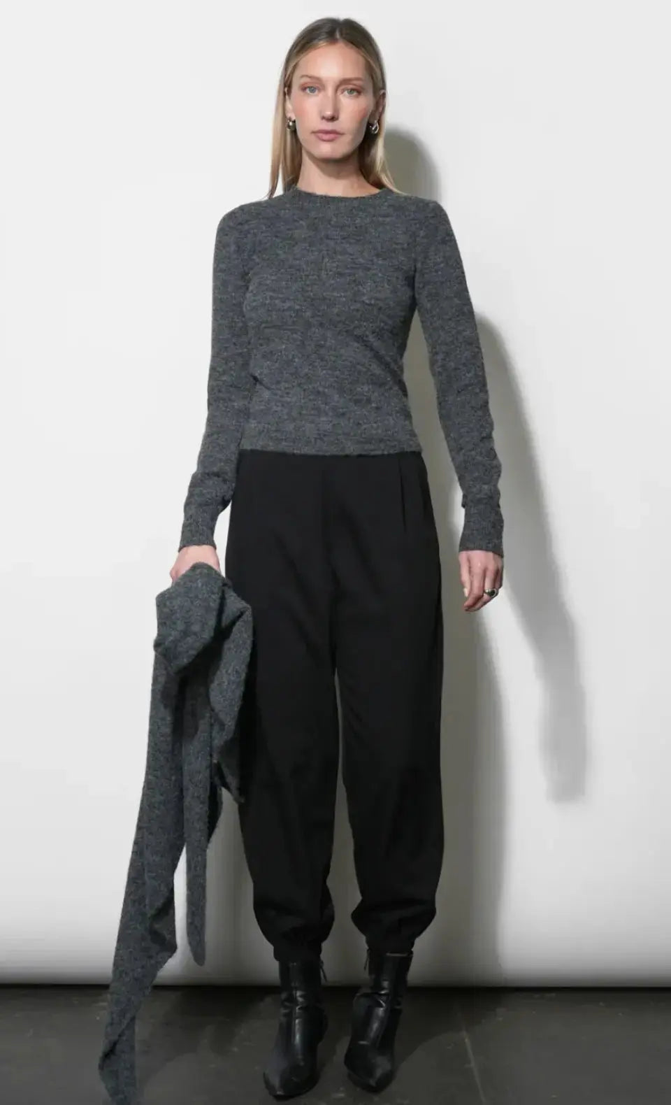 Greylin Yumi sweater top with matching detachable shawl, stylish women's apparel in soft knit fabric, ideal for layered fashion.