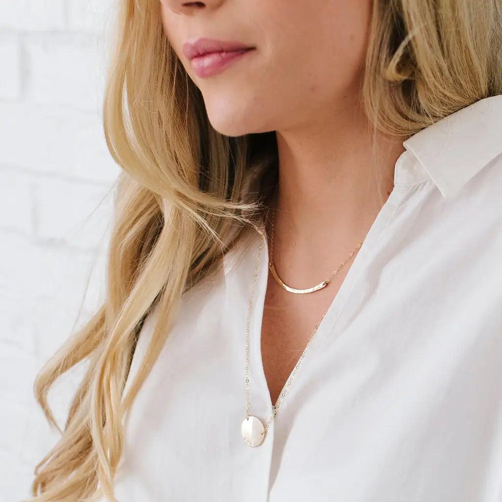 Hammered Crescent Bar Neck - Sprig Flower Co