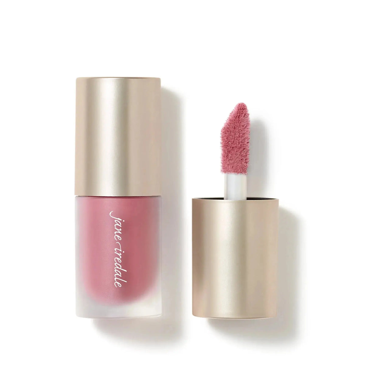 Jane Iredale ColorLuxe Liquid Blush in Sugar Magnolia, showcasing a vibrant pink liquid blush with a sleek applicator.