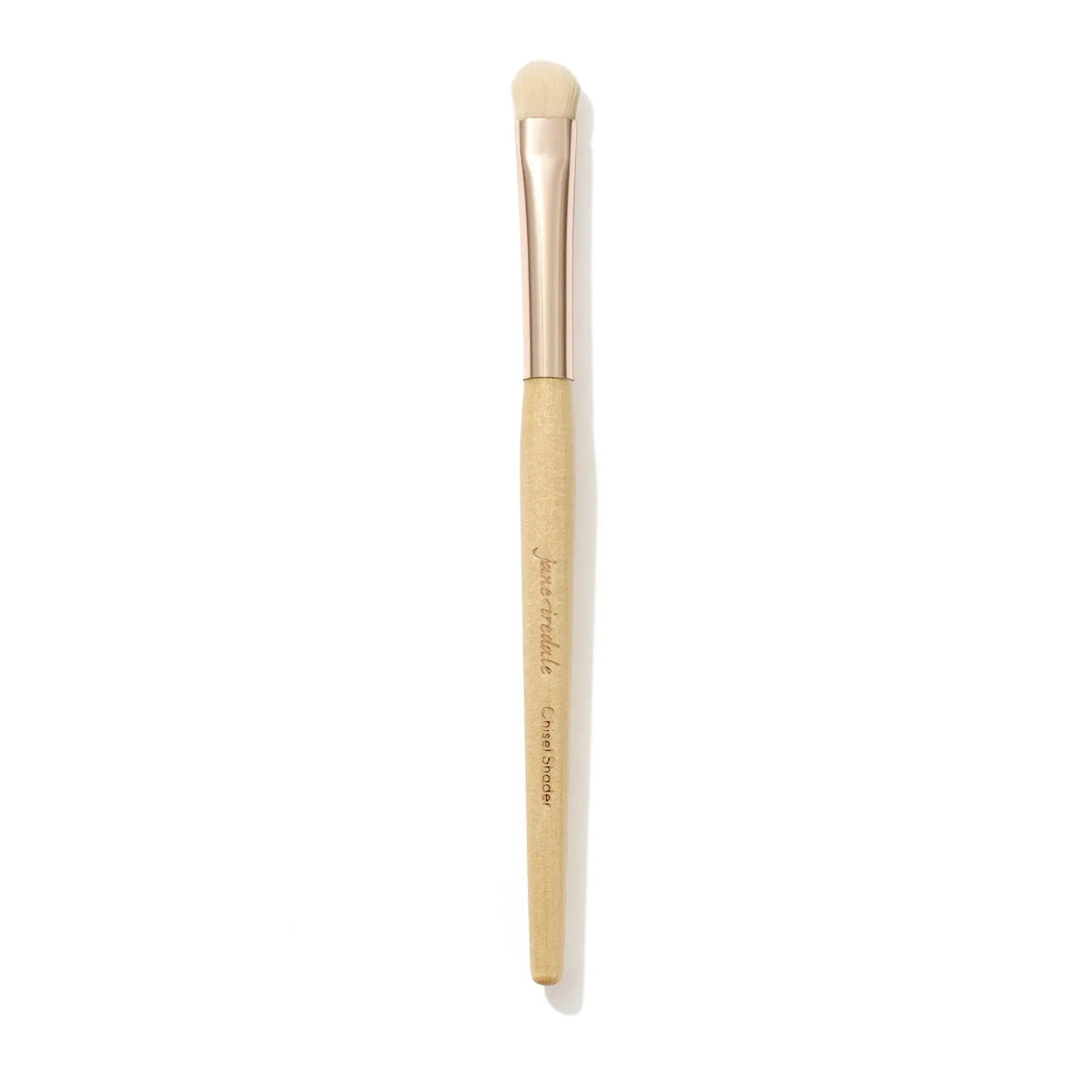 Jane Iredale Chisel Shader Brush for cosmetics, showing a close-up of the angled brush with soft bristles for shading and contouring.