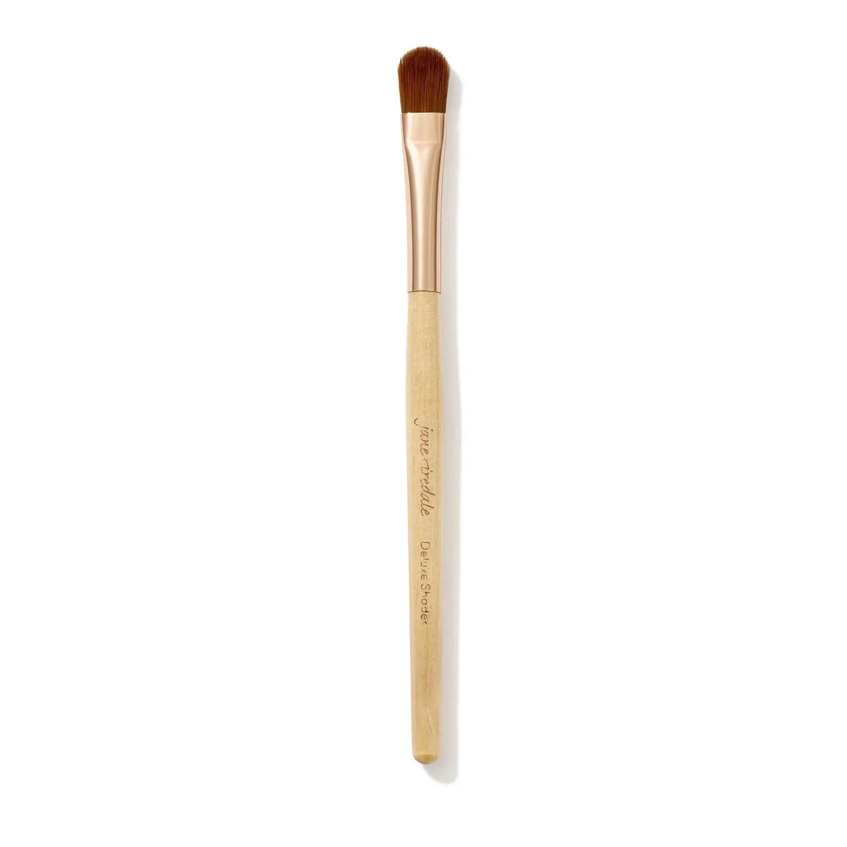 Jane Iredale Deluxe Shader Brush for cosmetics, showing soft bristles and sleek handle for precise eye makeup application.
