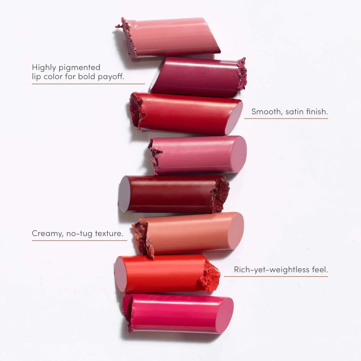 Jane Iredale ColorLuxe Hydrating Cream Lipstick in Toffee shade, showing a smooth, creamy lipstick bullet with a shiny finish.