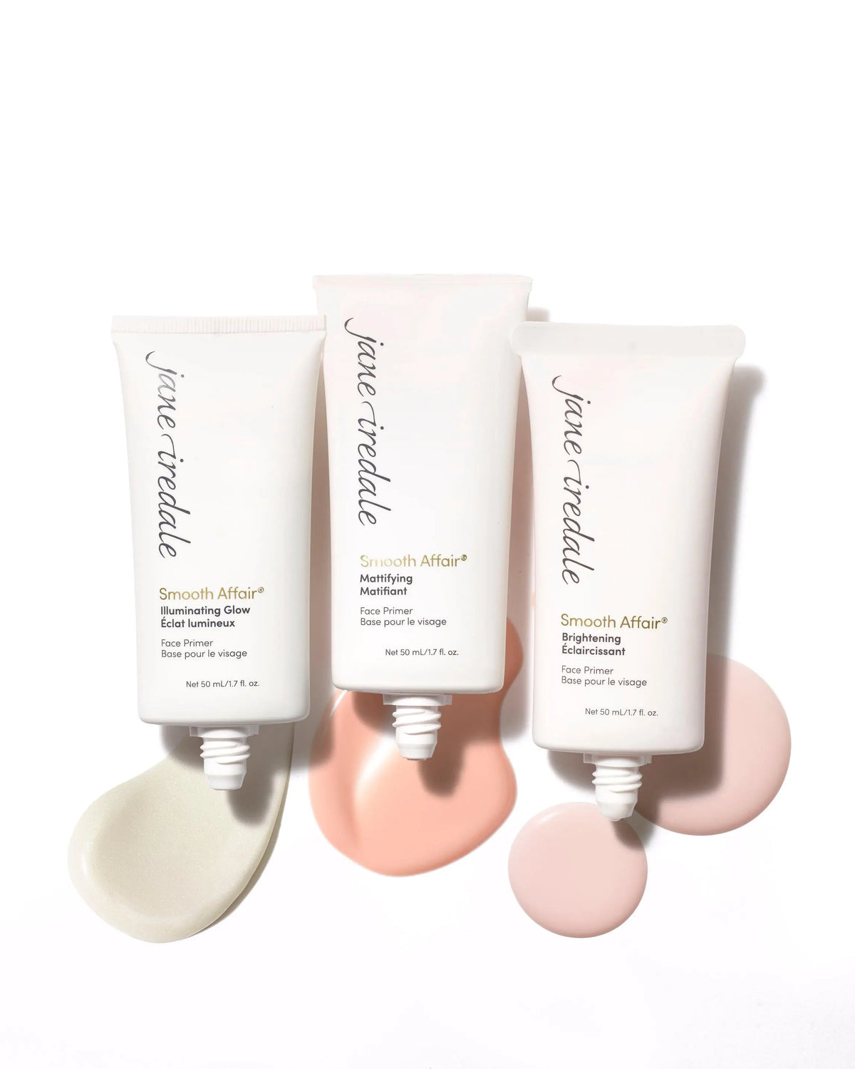 Jane Iredale Smooth Affair Illuminating Glow Face Primer shown in a sleek tube, designed to create a luminous, smooth makeup base.
