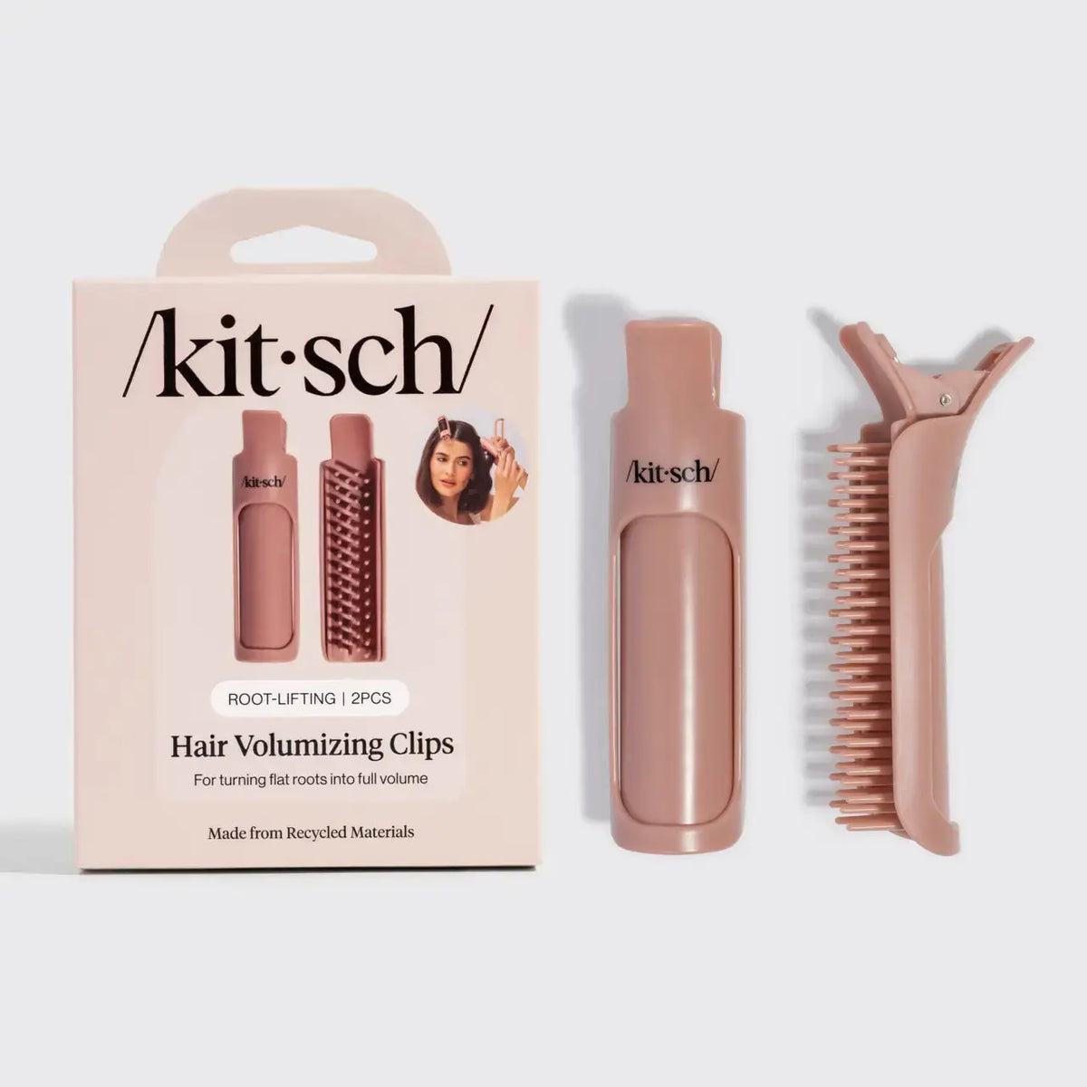 Kitsch volumizing hair clips in black, designed to add volume and hold hair securely, shown on a white background.