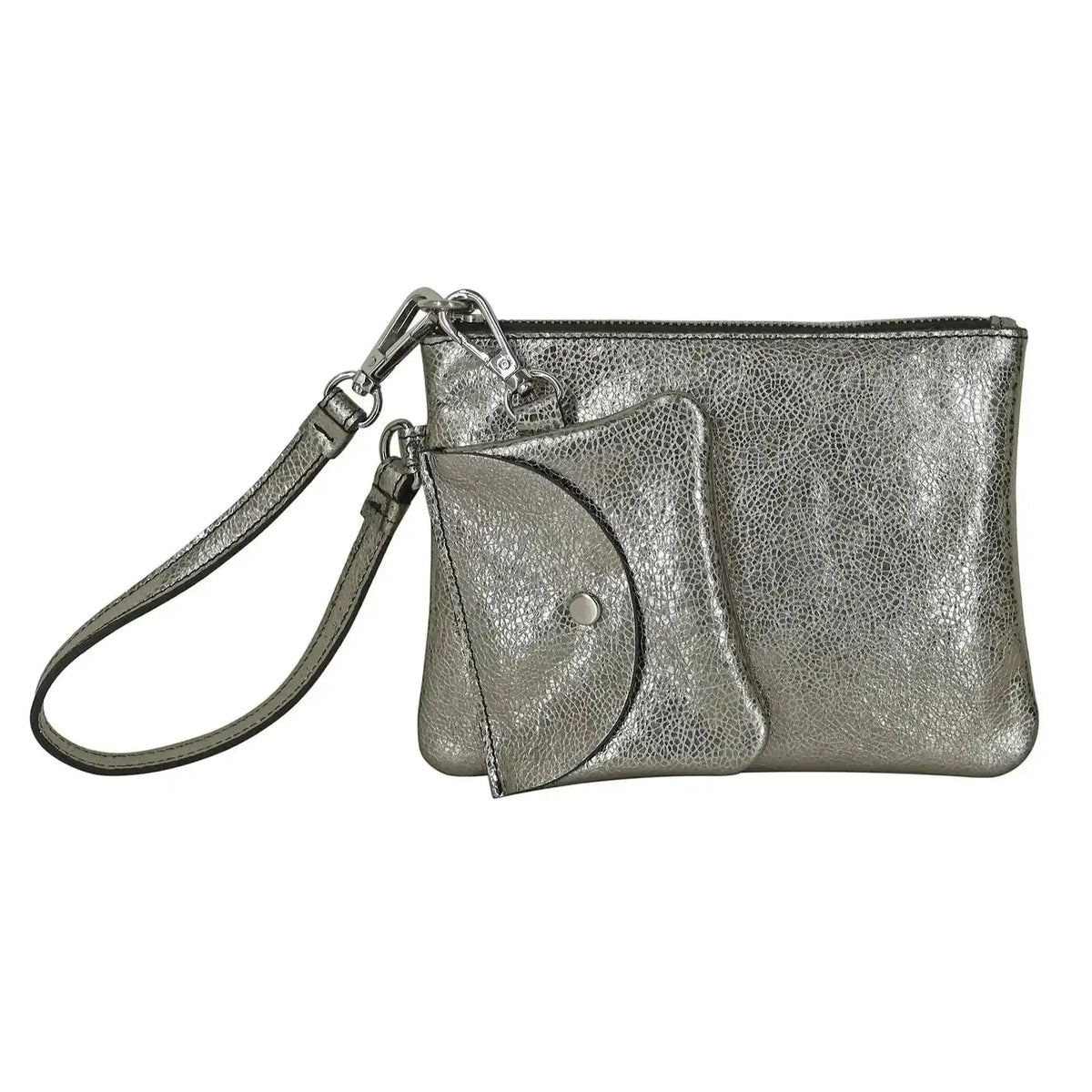 Latico Leathers cognac Luma Pouch Set featuring stylish leather purses with sleek design and multiple compartments.