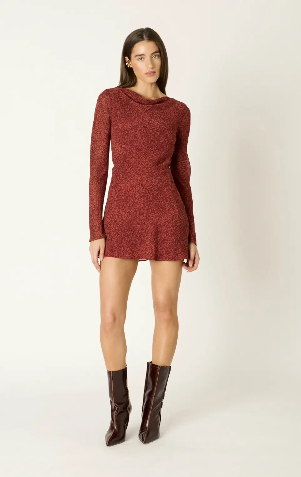 NIA Sonnet Dress, extra small size, casual apparel with a flowing design and soft fabric, worn by a model outdoors.